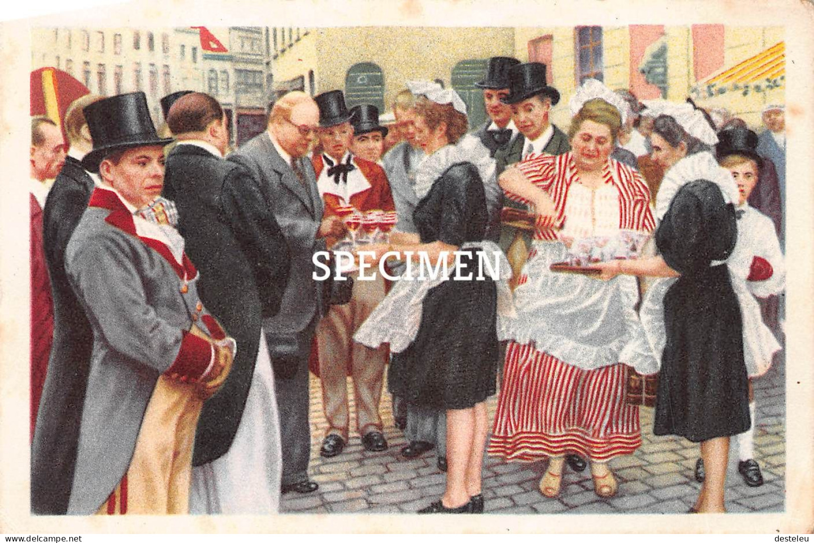 Prentje Folklore Belge - Le Bourgmestre Inaugure La Grande Braderie  - Menin - Menen - Menen