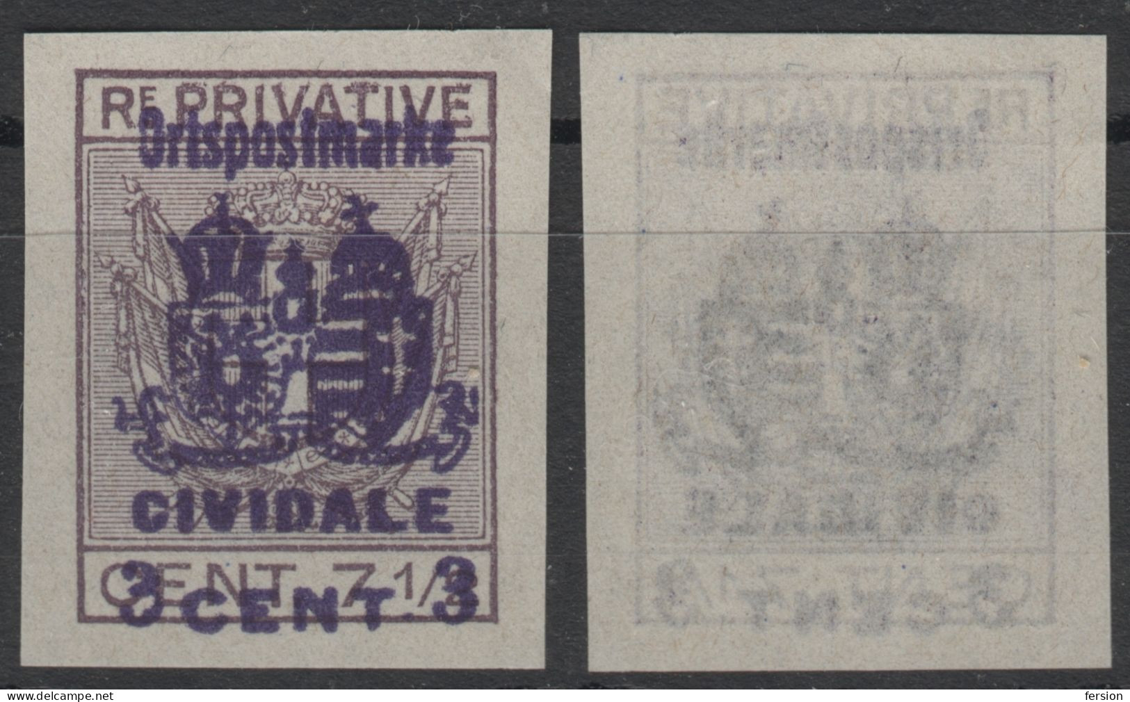 1918 - Austria Hungary Italy KUK K.u.K Feldpost Miltary Post OCCUPATION - Ortspostmarke - CIVIDALE - 3 C. - SASSONE 11 - Oest. Besetzung