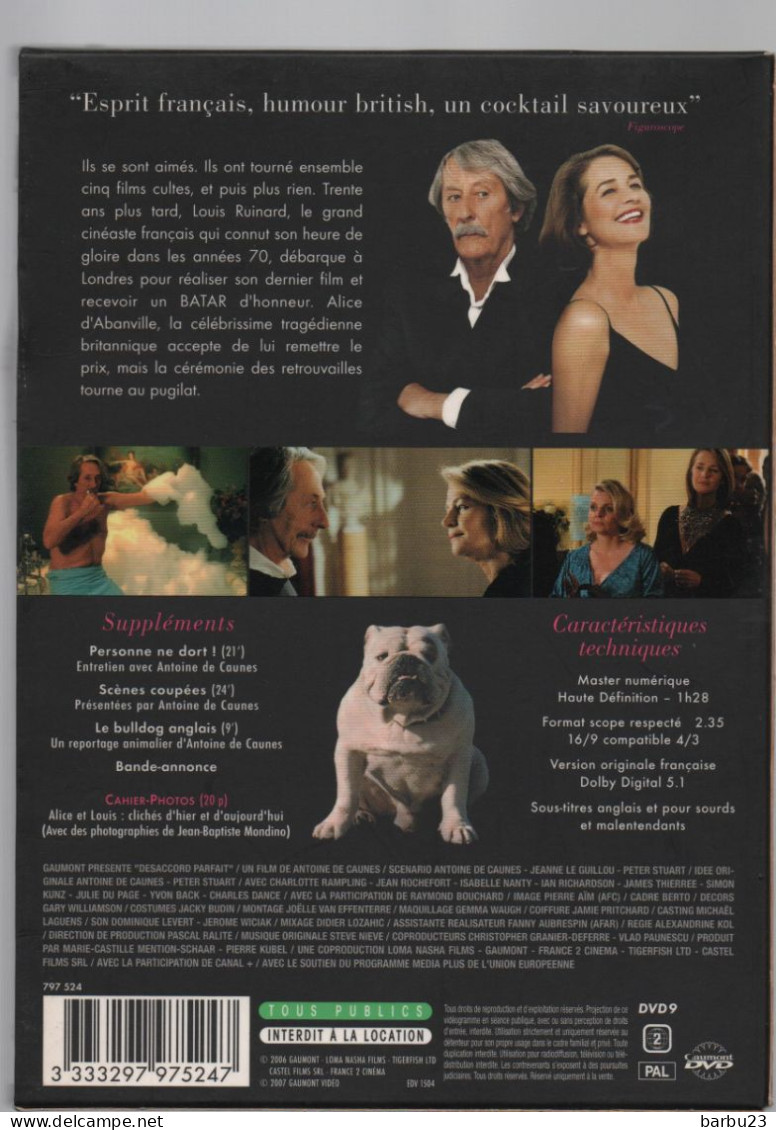 DVD  DESACCORD PARFAIT Film D'Antoine De Caunes Avec Charlotte Rampling Et Jean Rochefort - Comedy