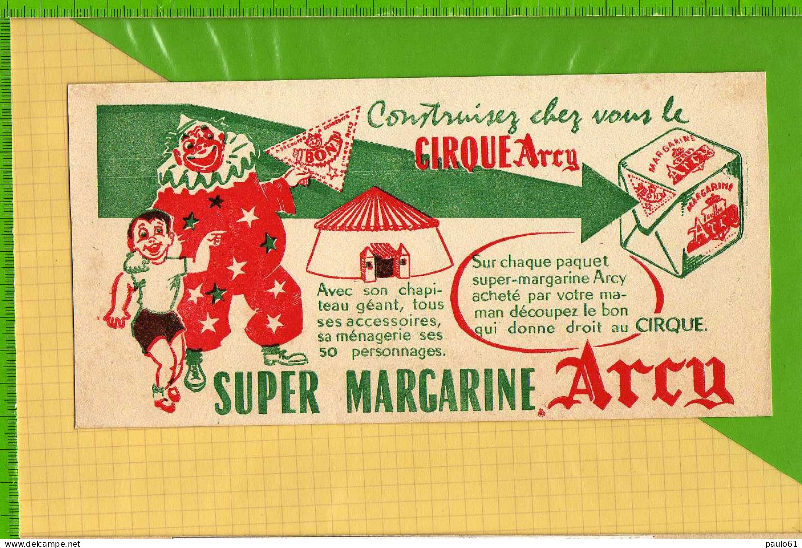 Buvard & Blotting Paper : Super Margarine CIRQUE ARCY  Clown - Lattiero-caseario