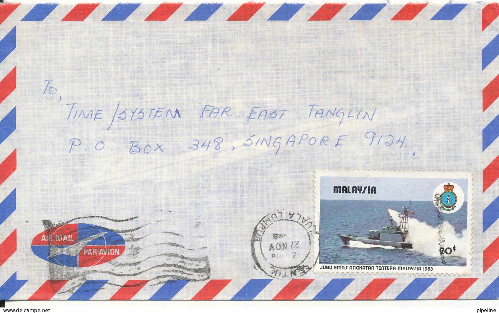 Malaysia Air Mail Cover Sent To Singapore 27-11-1986 ?? Single Franked - Malaysia (1964-...)