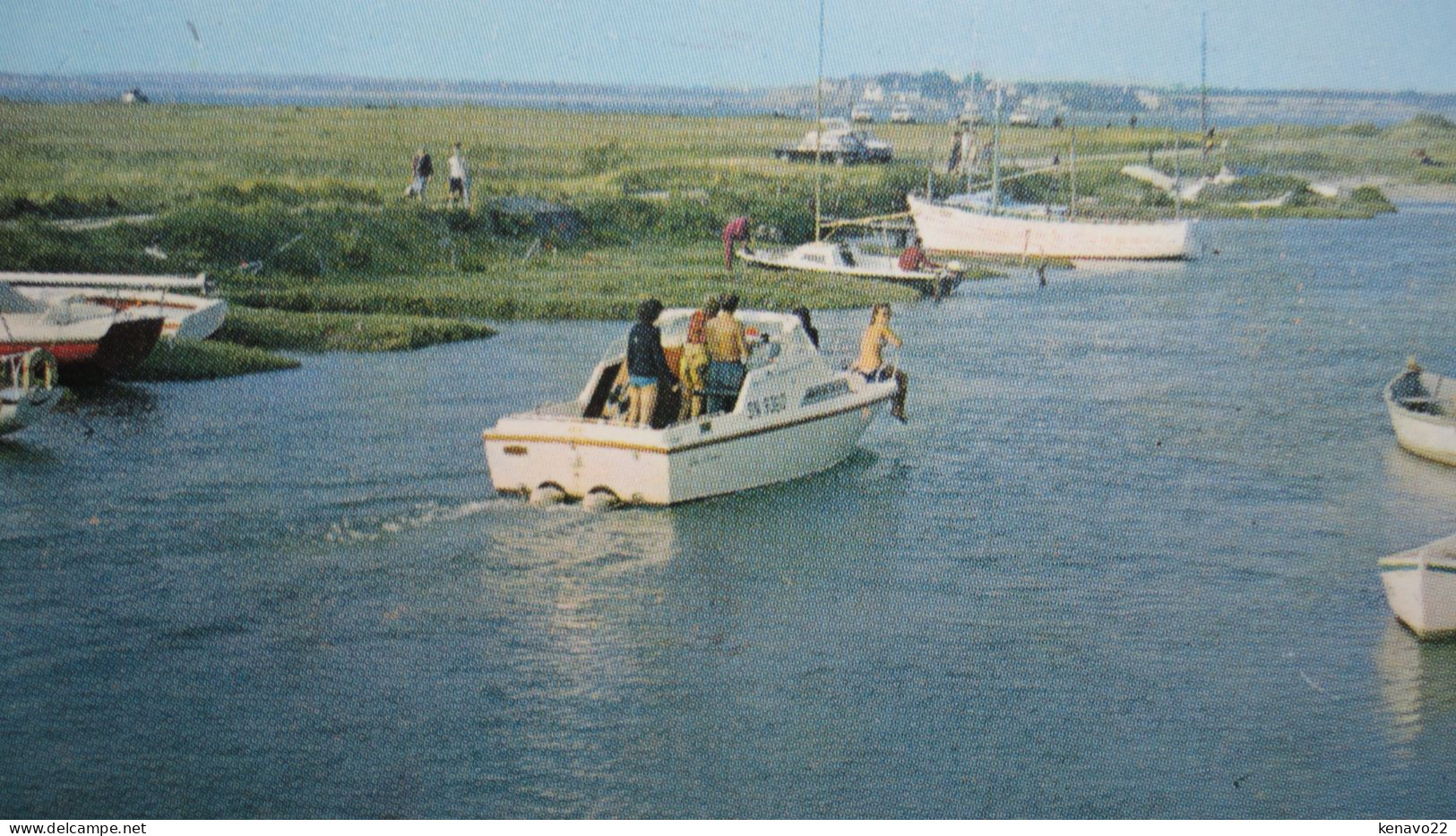 Mesquer Quimiac , Le Port De Kercabellec "" Carte Animée Bateau En Sortie "" - Mesquer Quimiac