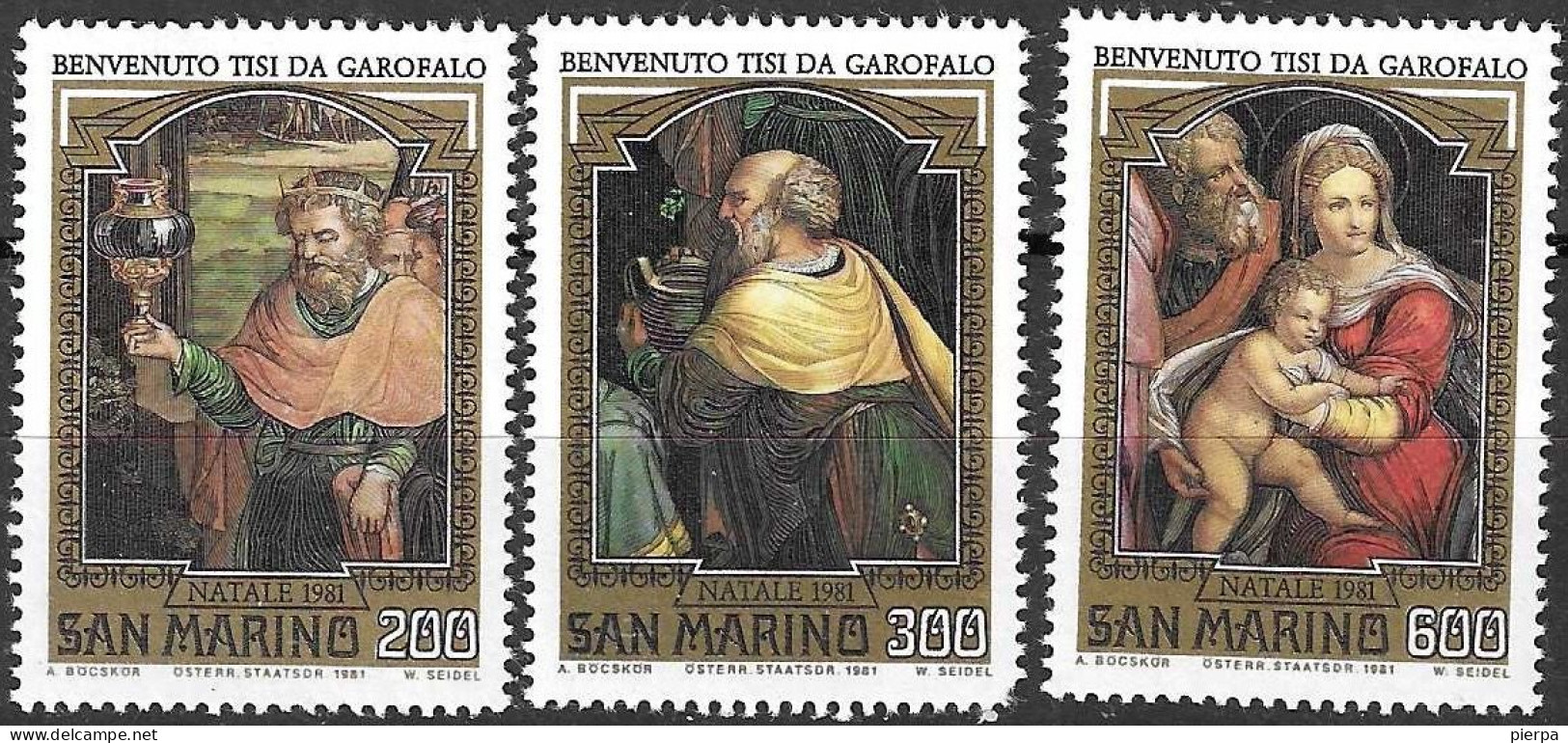 SAN MARINO - 1981 - NATALE - TISI DA GAROFALO- SERIE 3 VALORI - NUOVA MNH** ( YVERT 1040\2 - MICHEL 1244\6 -  SS 1085\7) - Unused Stamps