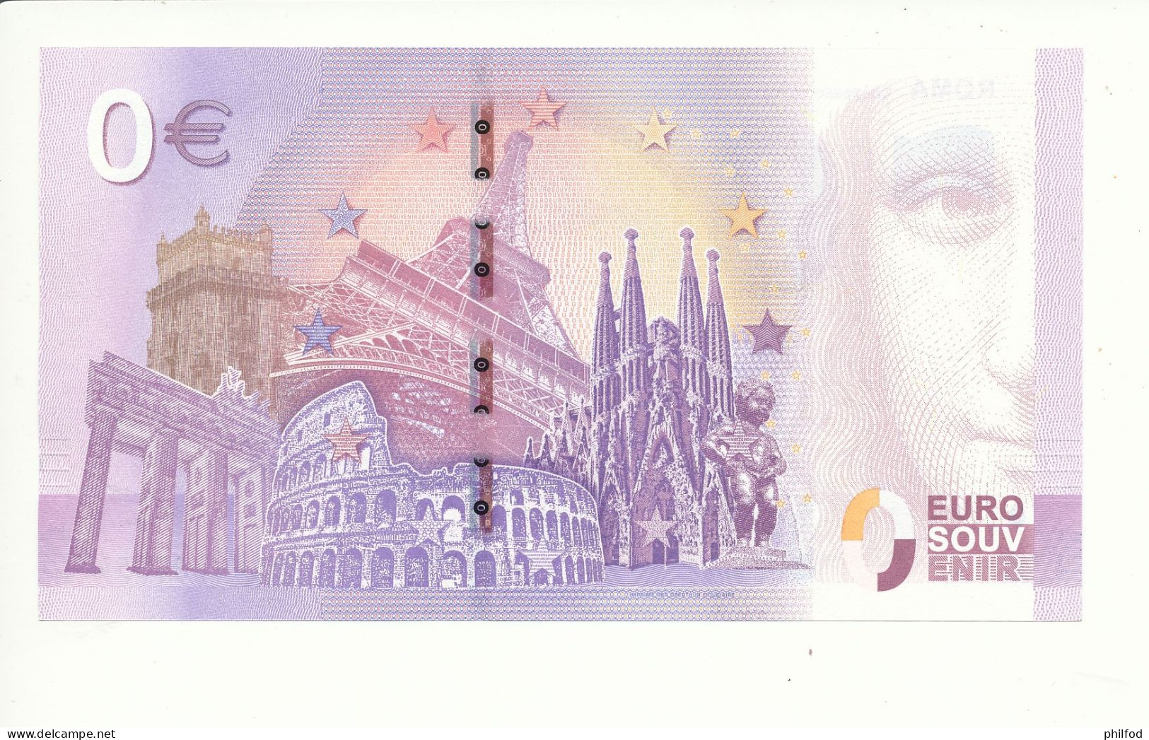 Billet Touristique 0 Euro - ROMA COLOSSEO - SEAY - 2019-1 - N° 4054 - Billet épuisé - Otros & Sin Clasificación