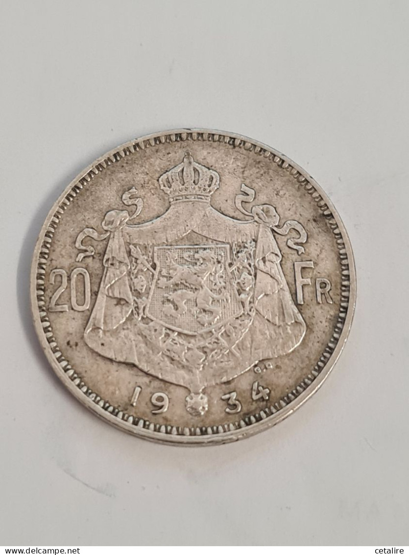 Belgique 20 Franc Argent 1934 - 20 Francs & 4 Belgas