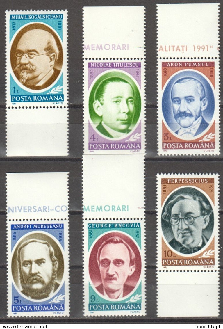 Rumänien; 1991; Michel 4752/7 **; Persönlichkeiten; Rand; Bild2 - Nuevos