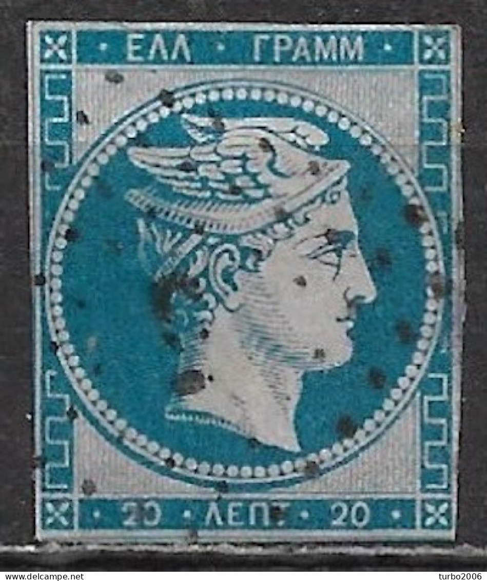 GREECE 1861 Large Hermes Head Paris Print 20 L Blue Vl. 4 - Gebruikt