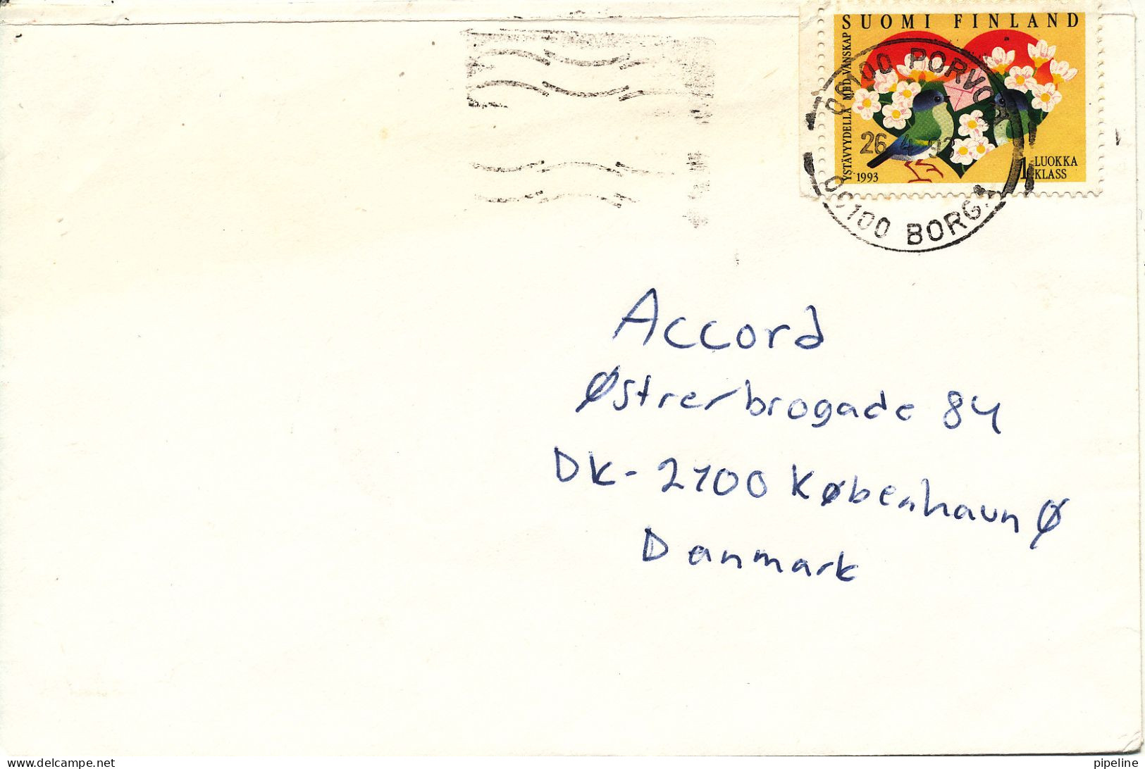 Finland Cover Sent To Denmark Porvoo 26-4-1993 Single Franked - Lettres & Documents