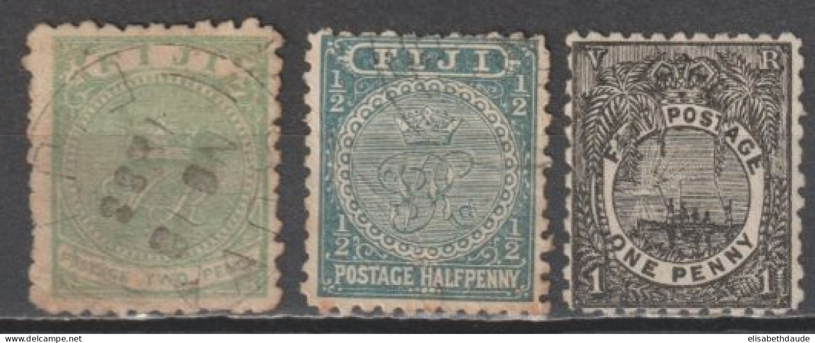 FIJI - 1882/1891 - YVERT N°30+40 OBLITERES + 41 * MH - COTE = 17 EUR - Fidji (...-1970)