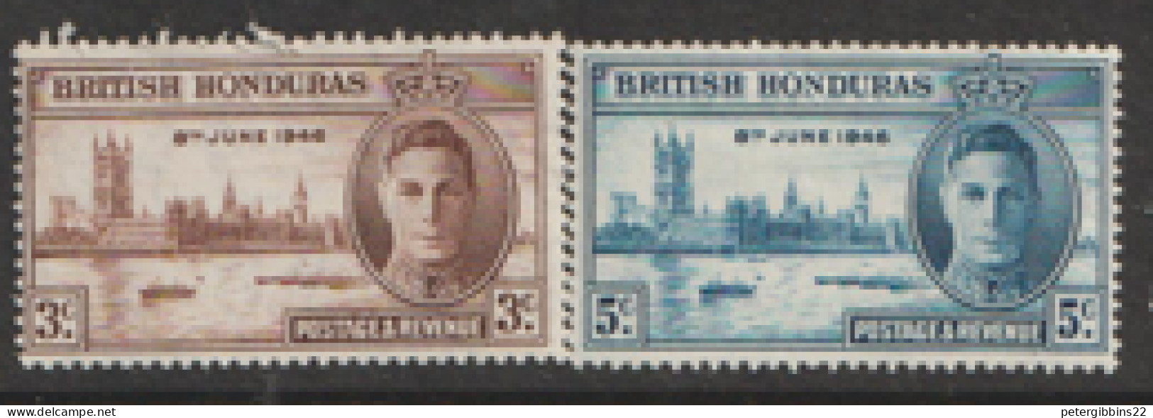 British Honduras   1946  SG 162-3   Victory   Mounted Mint - Honduras Britannico (...-1970)