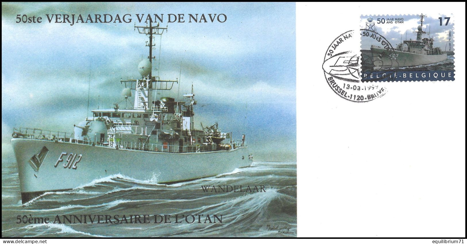 Enveloppe Souvenir/Herdenkingsomslag - 50ème Aniv OTAN/50ste Verj NAVO - 13-03-99 - F912 Wandelaar - BRS/BXL - Briefe U. Dokumente