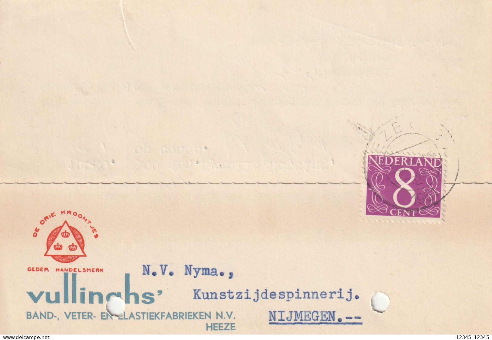 Nederland 1961, Vullinghs, Band-, Veter-  En Elastiekfabrieken N.V., Heeze - Briefe U. Dokumente