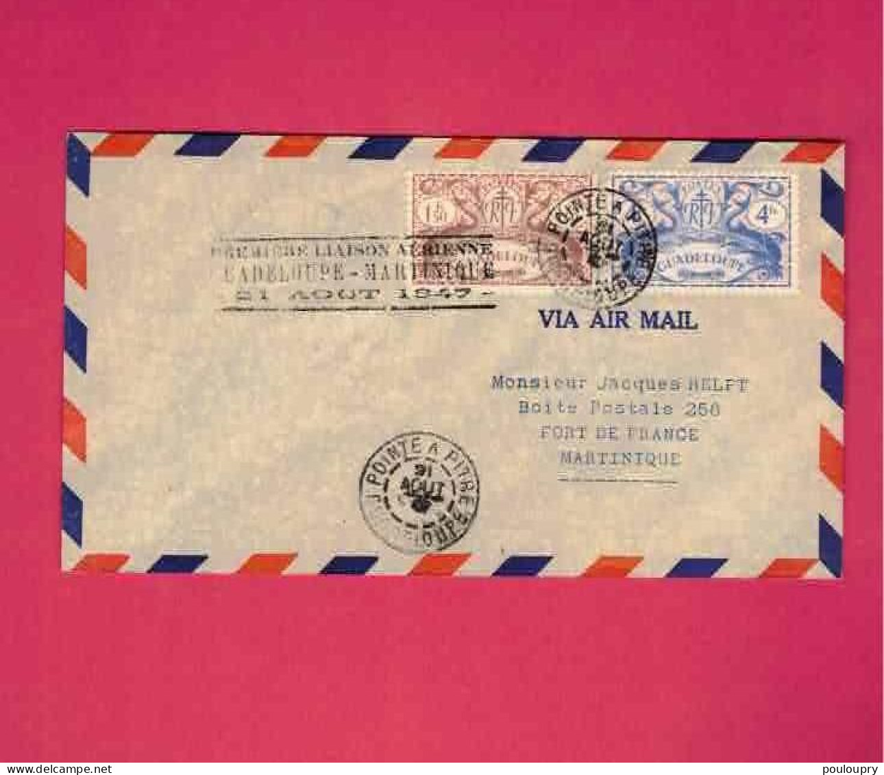 Lettre Par Avion De 1947 Pour La Martinique - YT N° 187 Et 191 - Lettres & Documents