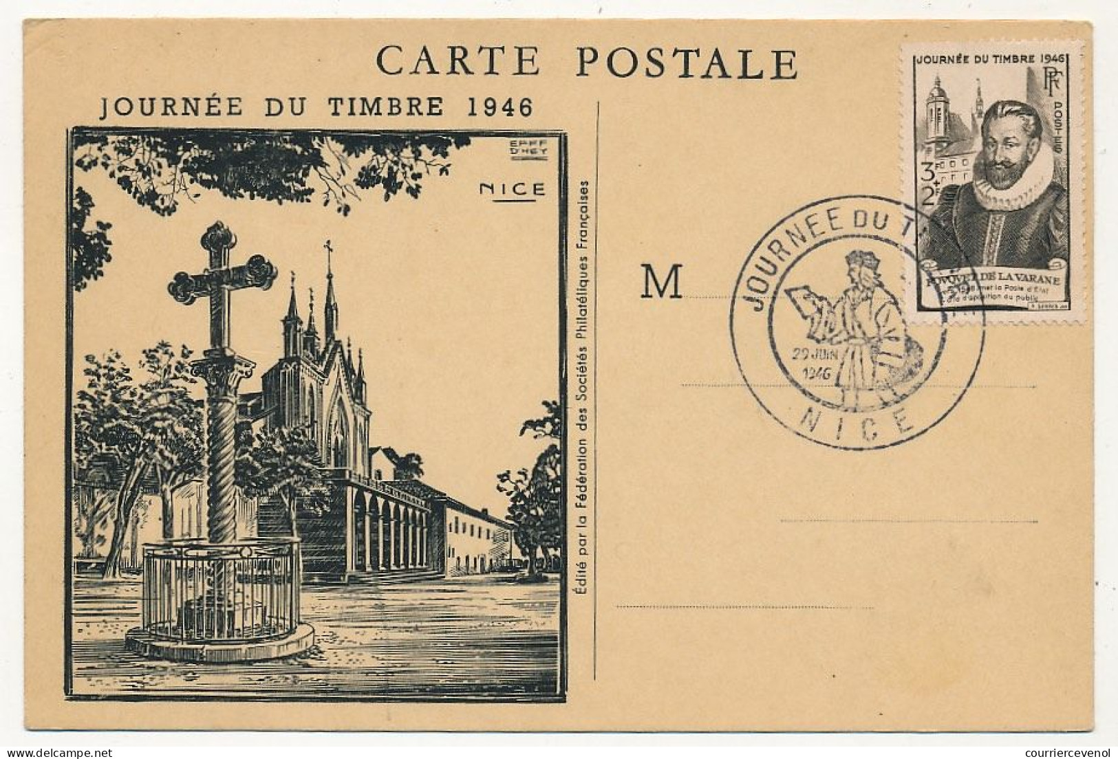 FRANCE => NICE - Carte Locale "Journée Du Timbre" 1946 Timbre Fouquet De La Varane - Briefe U. Dokumente