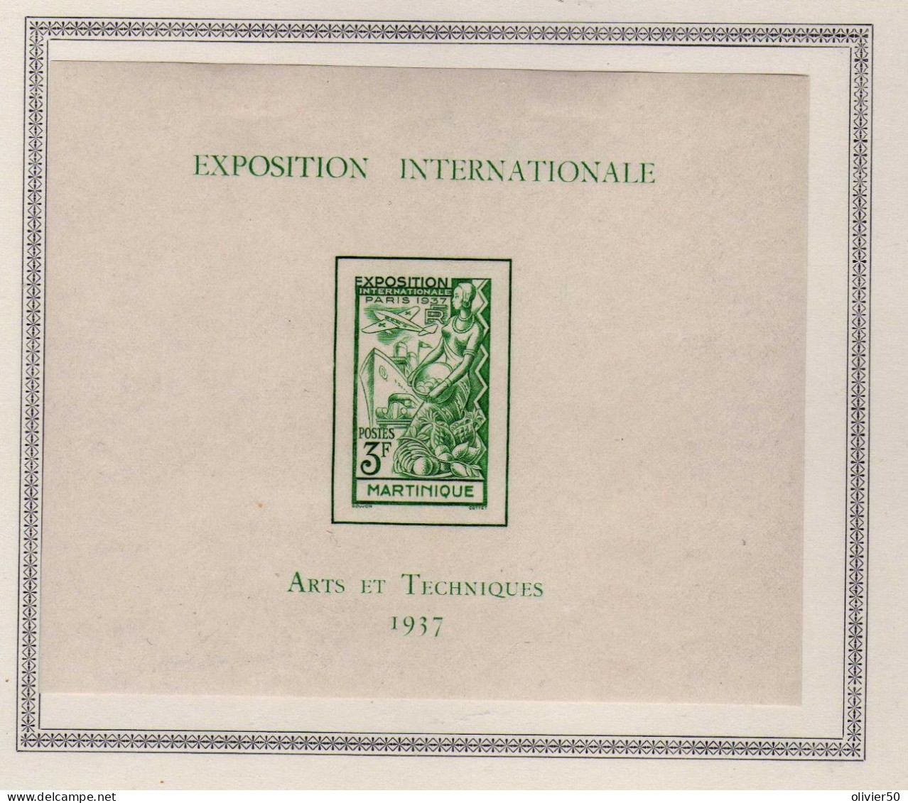 Martinique (1937) - BF Exposition Internationale Arts Et Techniques - Neufs* MLH - Blokken & Velletjes