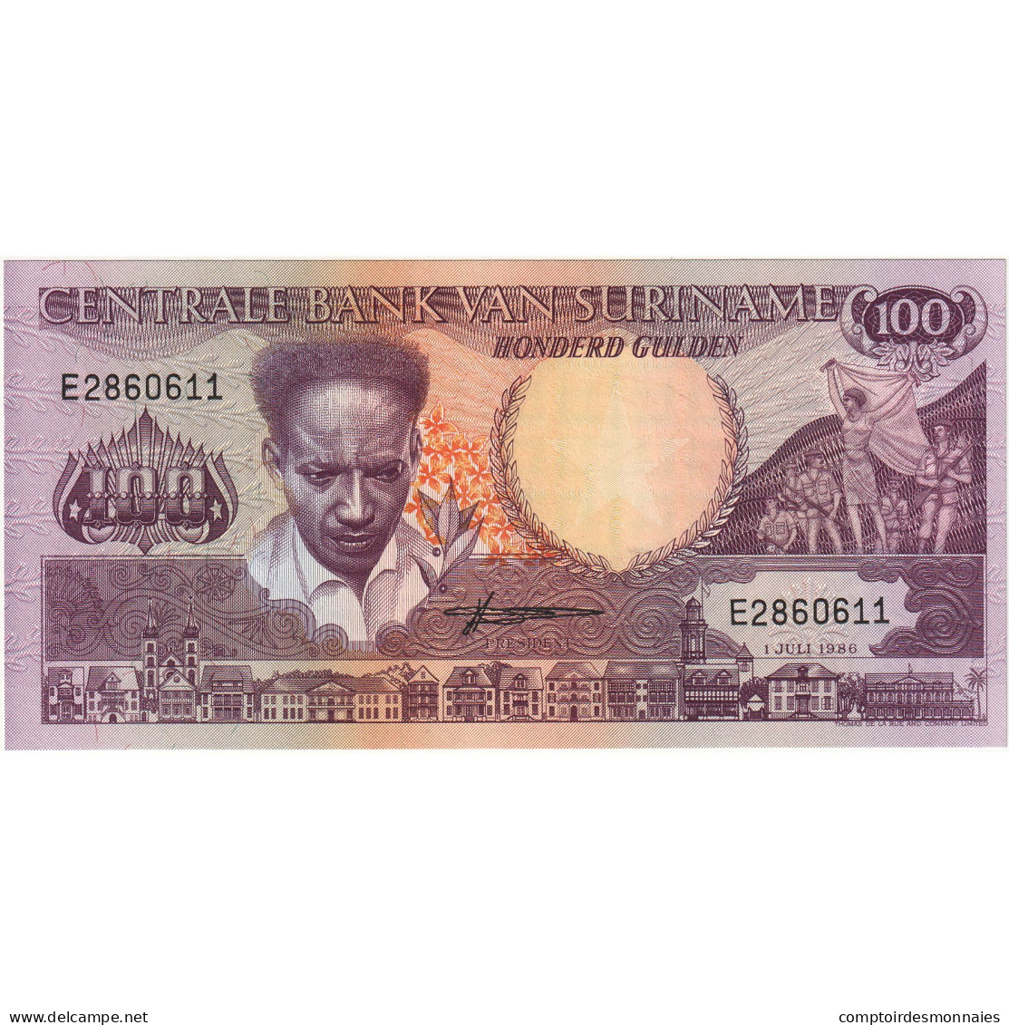 Billet, Surinam, 100 Gulden, 1986, 1986-07-01, KM:133a, NEUF - Suriname