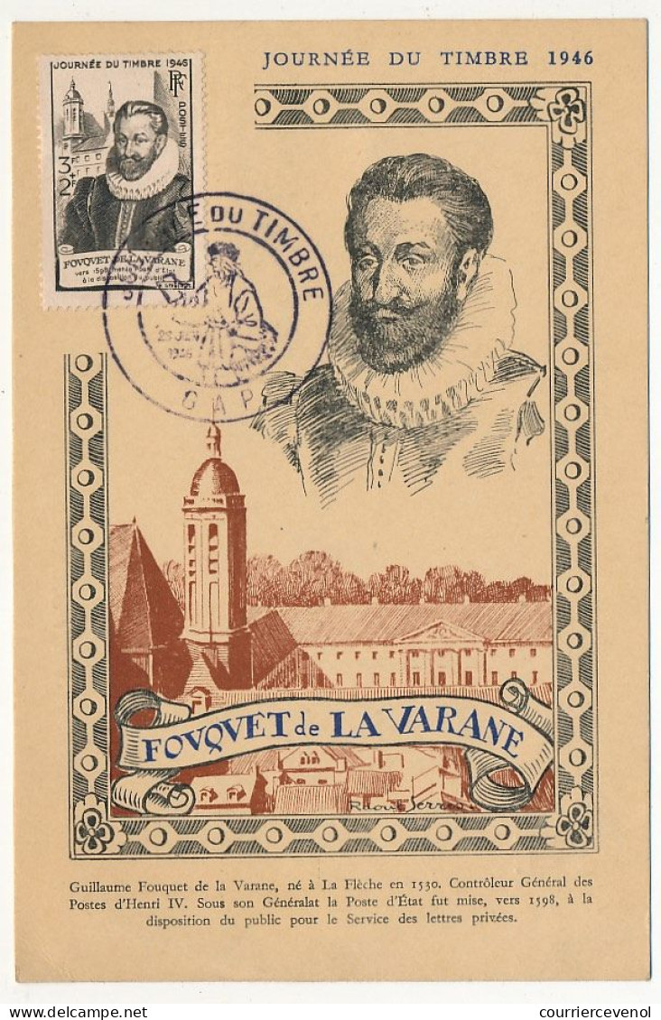 FRANCE => GAP - Carte Officielle "Journée Du Timbre" 1946 Timbre Fouquet De La Varane - Covers & Documents