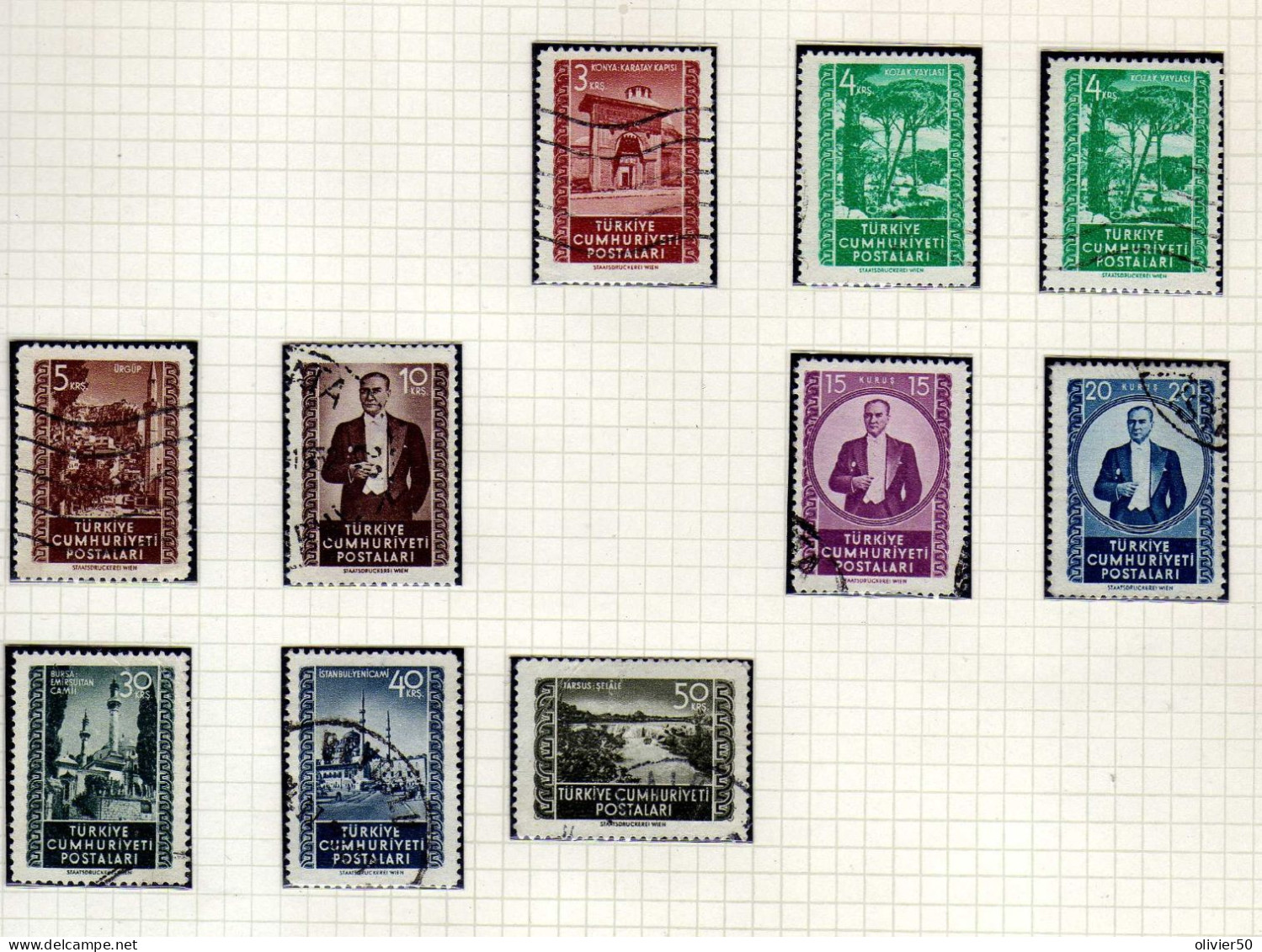 Turquie - (1952) - Sites - Atatürk - Obliteres - Used Stamps