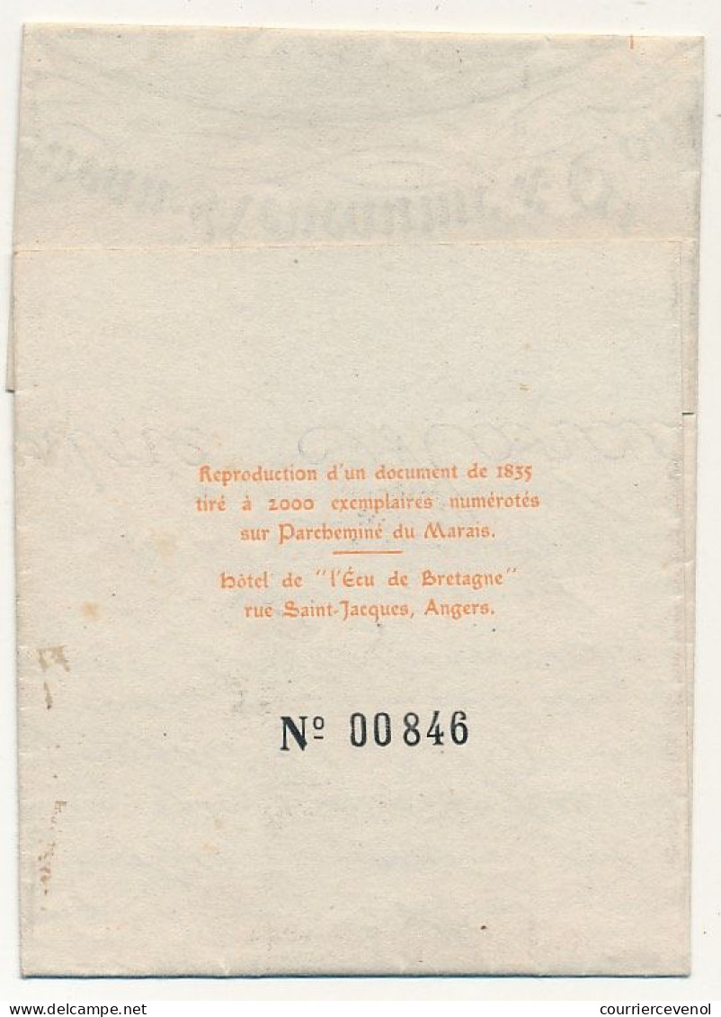 FRANCE => ANGERS - Document Local "Journée Du Timbre" 1945 Timbre Louis XI - Fac Similé Document De 1835 - Storia Postale