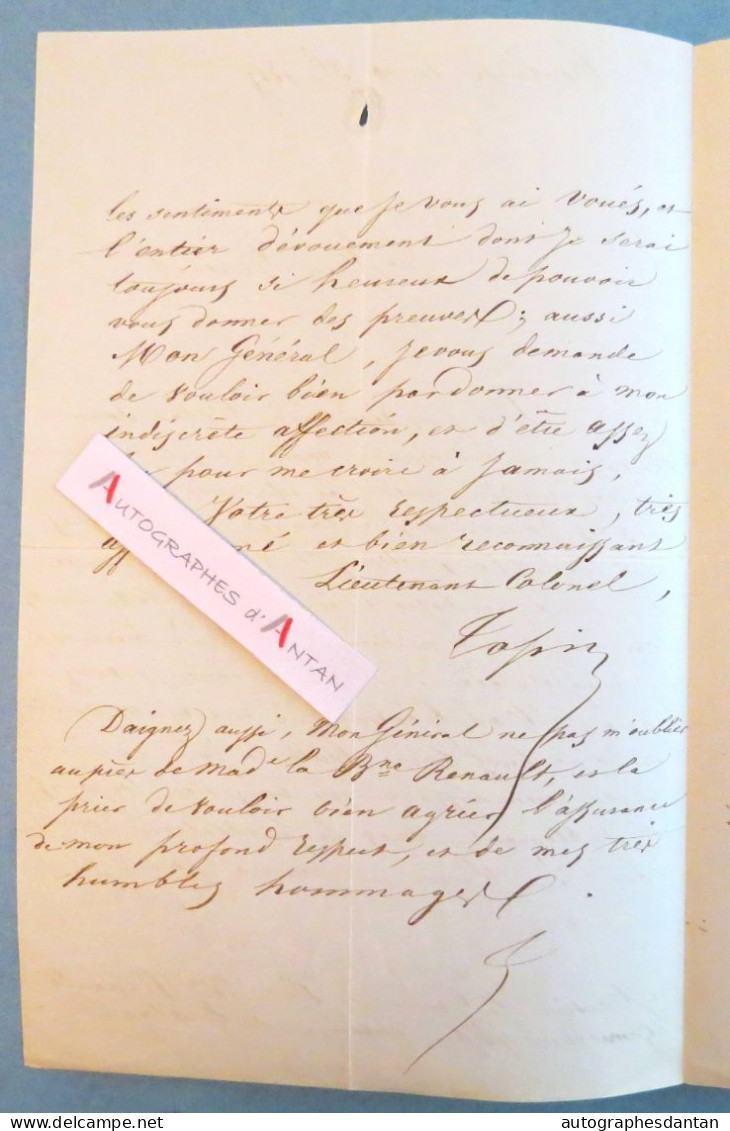 L.A.S 1857 Lieutenant Colonel TOPIN > Général RENAULT - Gouverneur Algérie - Lettre Autographe Toulouse - Militaria - Politico E Militare