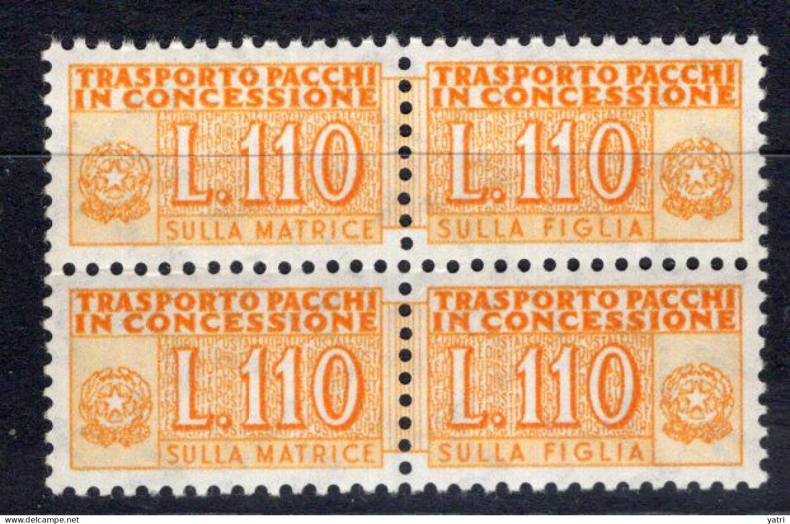 Italia (1955) - Pacchi In Concessione, 110 Lire Fil. Stelle 4° Tipo, Sass. 13/II ** - Colis-concession