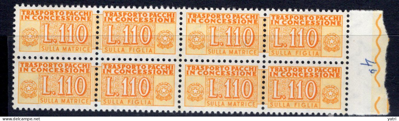 Italia (1955) - Pacchi In Concessione, 110 Lire Fil. Stelle 4° Tipo, Sass. 13/II ** - Colis-concession