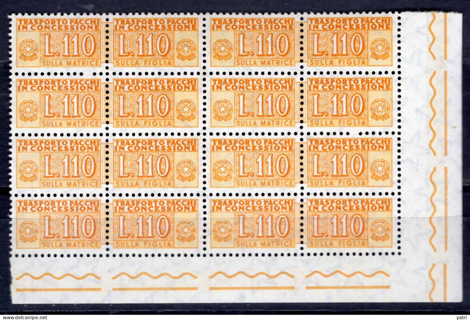 Italia (1955) - Pacchi In Concessione, 110 Lire Fil. Stelle 4° Tipo, Sass. 13/II ** - Colis-concession