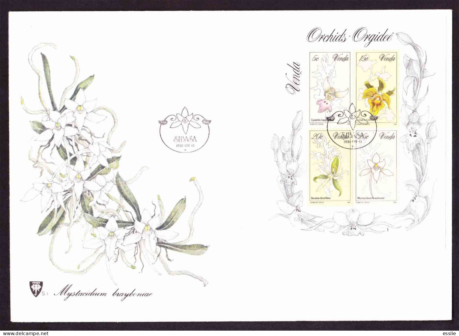 Venda - 1981 - Orchids Flowers Flora - First Day Cover - Large - Venda