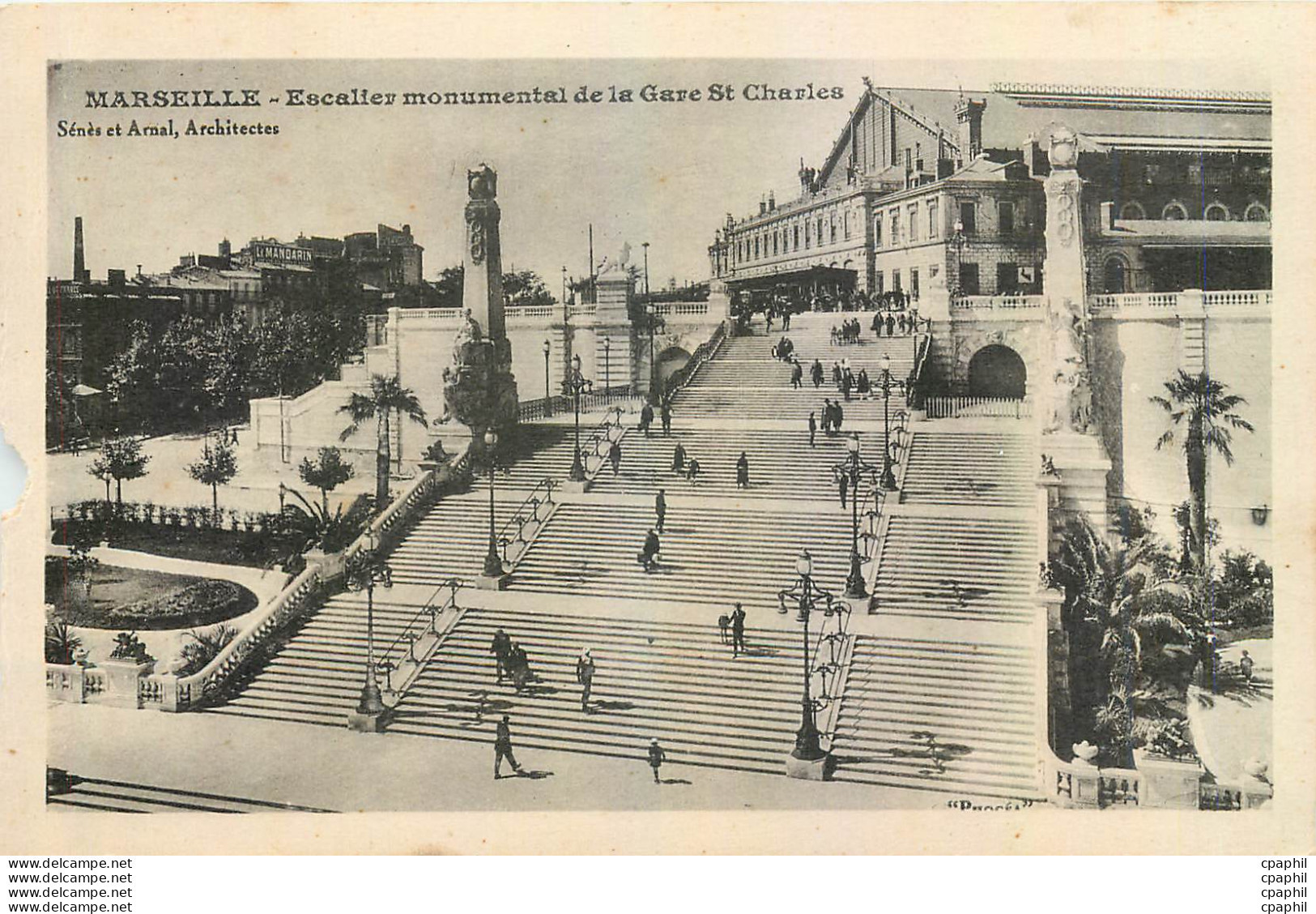 CPA Marseille Escalier Monumental De La Gare St Charles - Stationsbuurt, Belle De Mai, Plombières