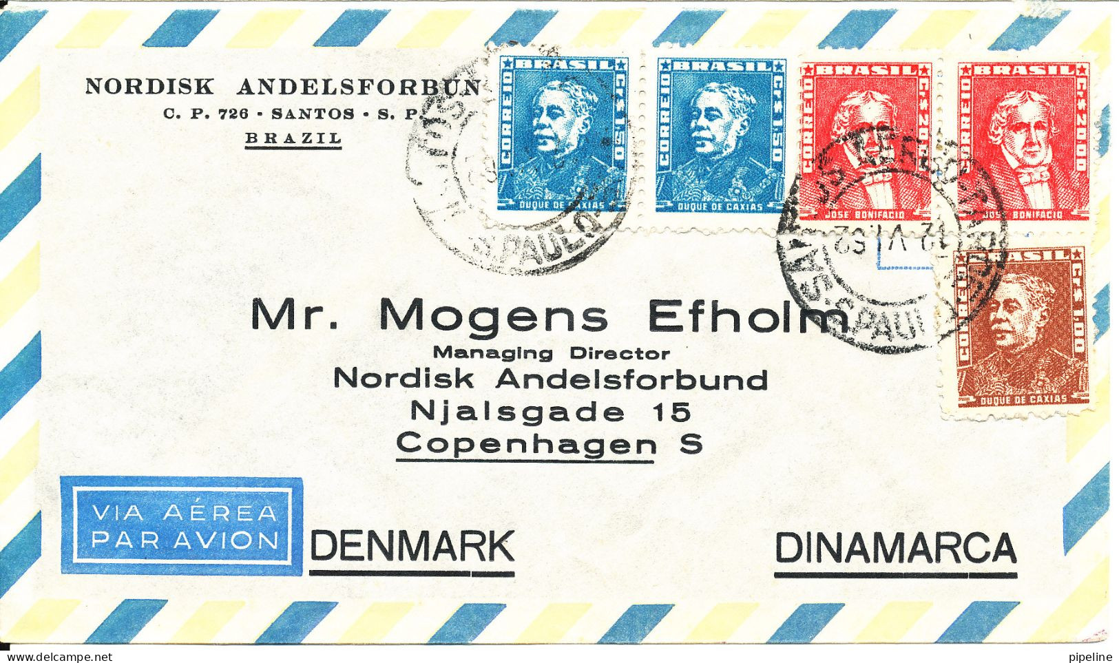 Brazil Air Mail Cover Sent To Denmark 12-6-1962 - Posta Aerea