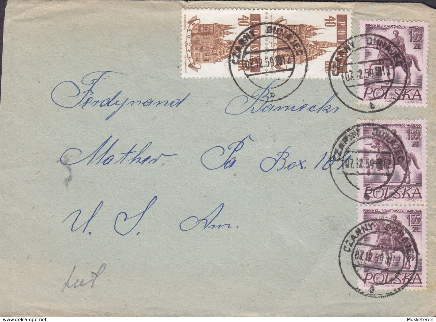 Poland CZARNY DUNAJEC 1959 Cover Brief Lettre MOTHER Pa. United States 2x Pairs (2 Scans) - Covers & Documents