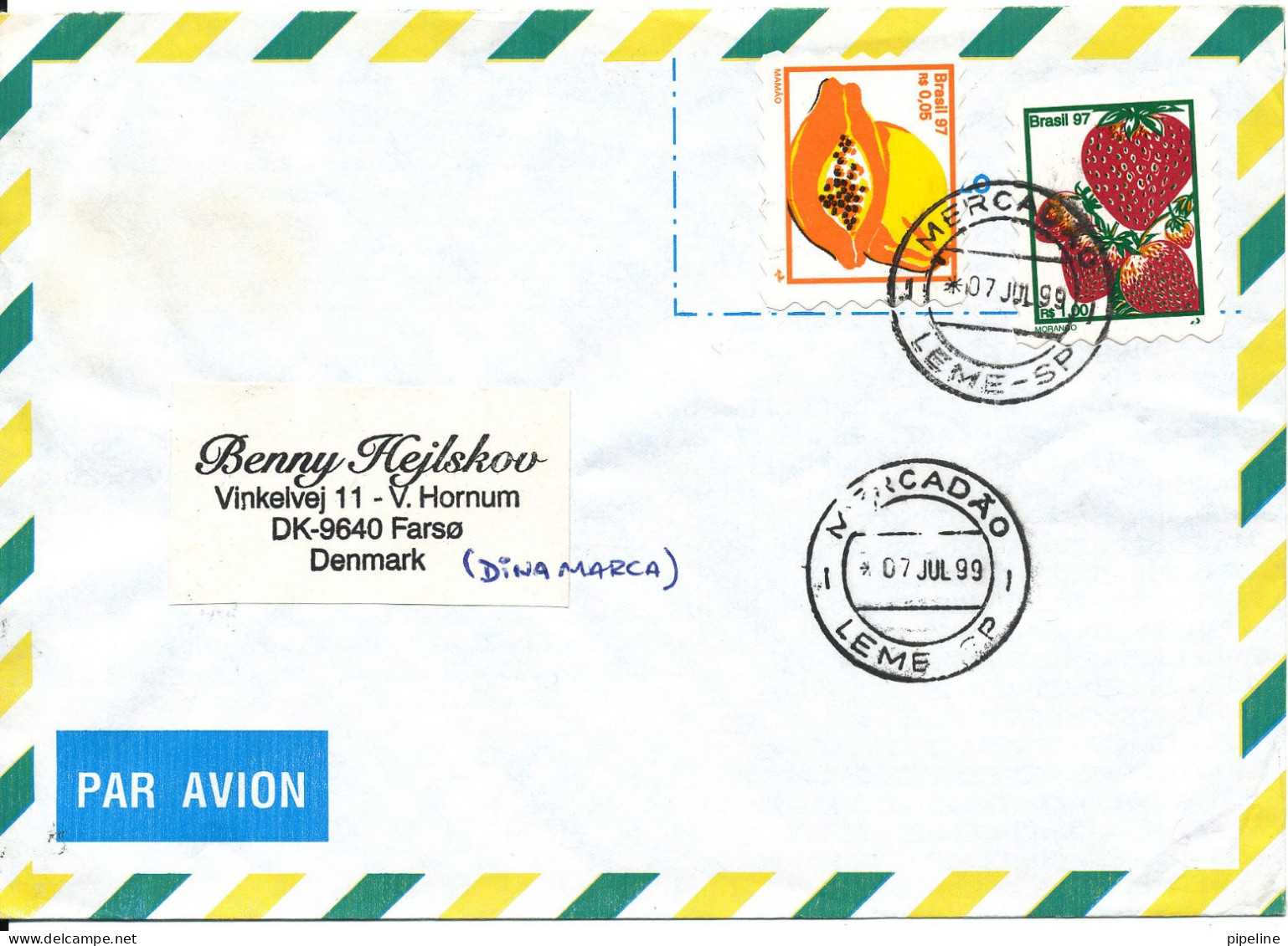 Brazil Air Mail Cover Sent To Denmark 7-7-1999 With Topic Stamps - Luchtpost