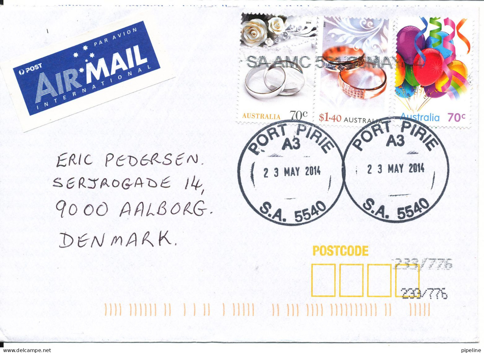 Australia Cover Sent To Denmark Port Pirie 23-5-2014 Topic Stamps - Covers & Documents