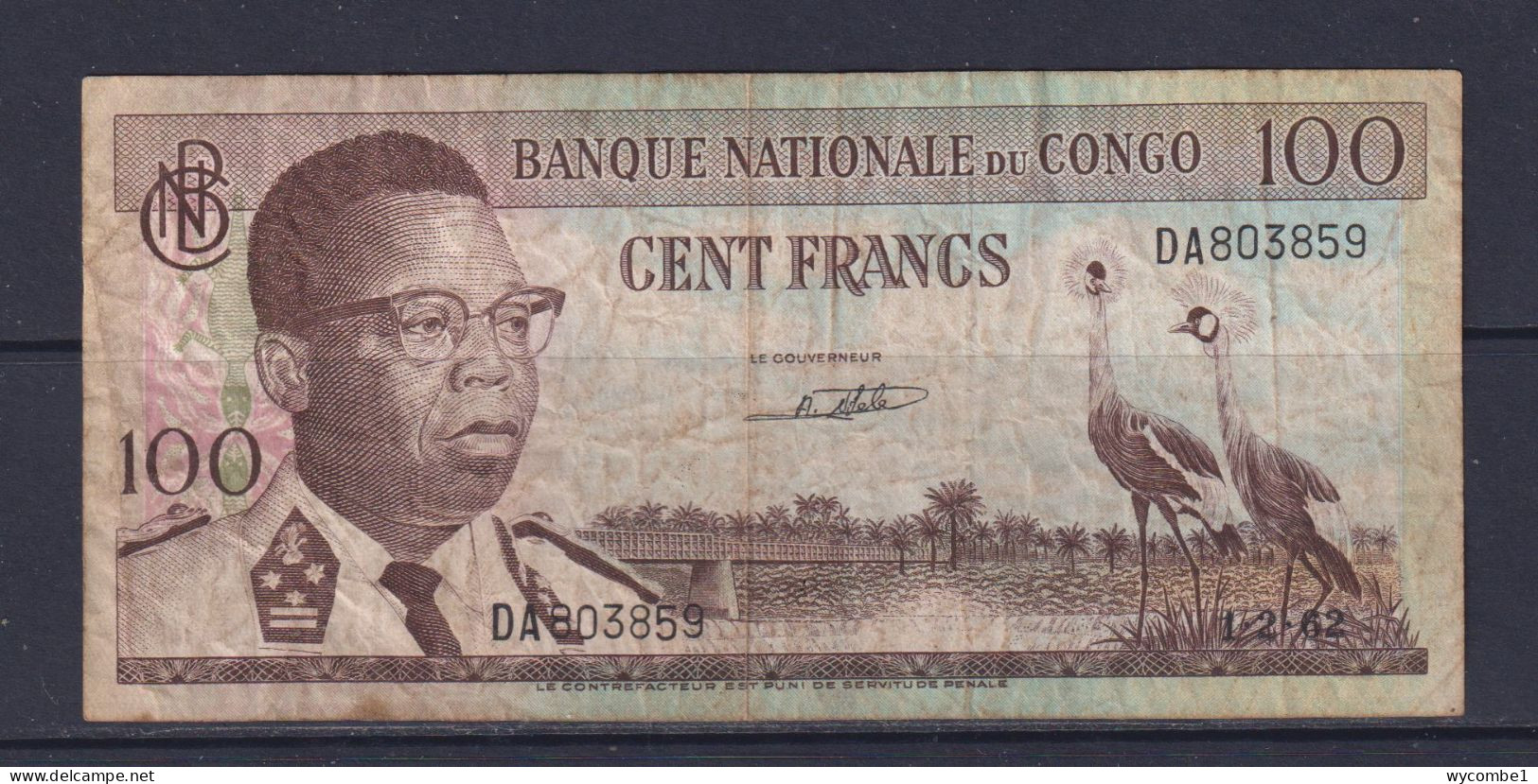 CONGO DR - 1962 100 Francs Circulated Banknote - Demokratische Republik Kongo & Zaire