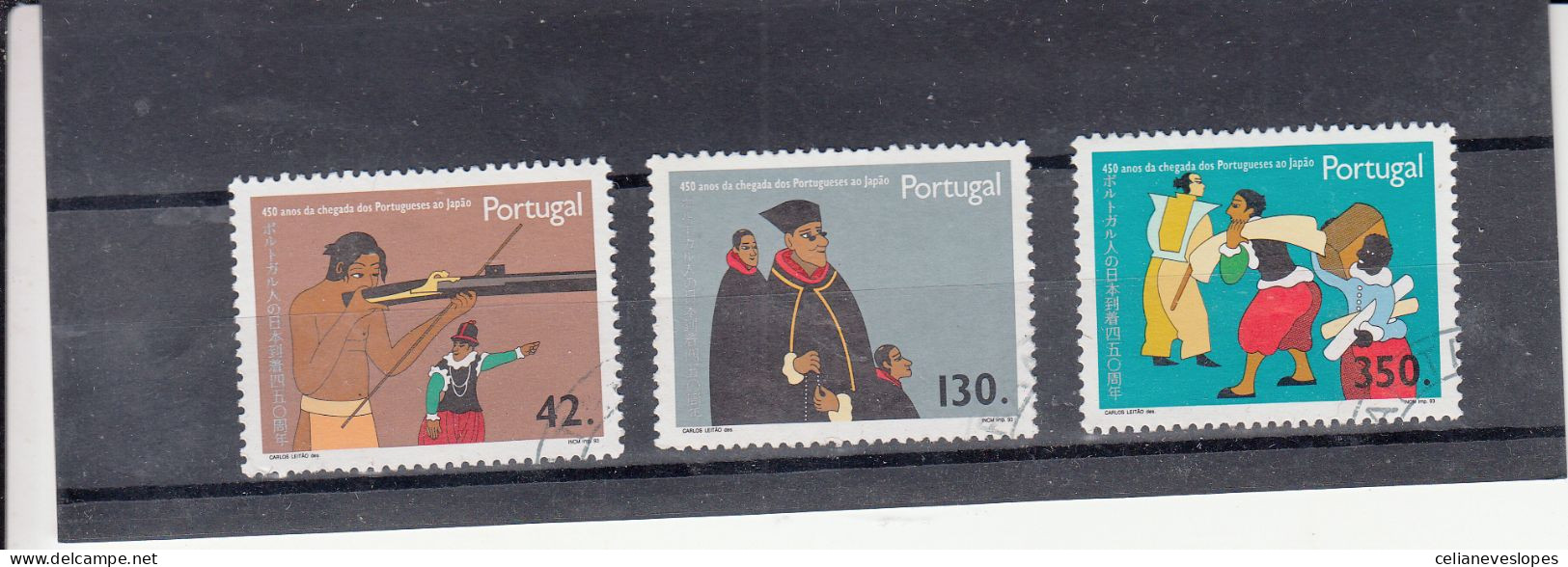 Portugal, Chegada Dos Portugueses Ao Japão, 1993, Mundifil Nº 2161 A 2163 Used - Oblitérés