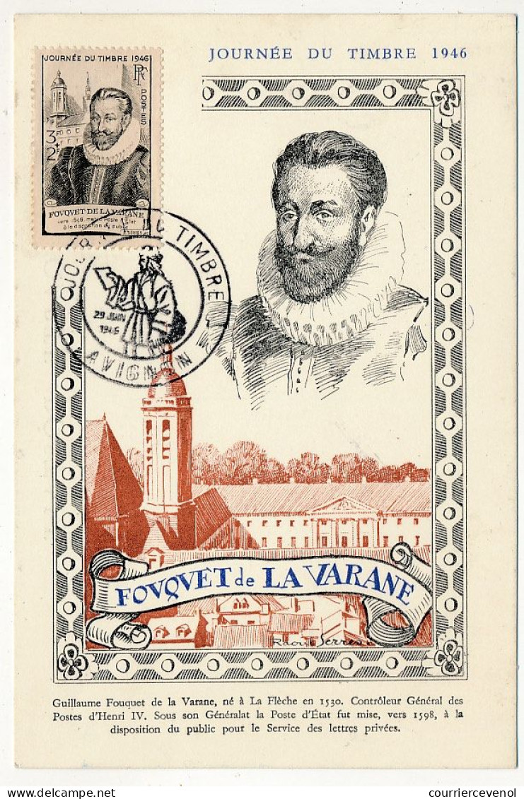 FRANCE => AVIGNON - Carte Officielle "Journée Du Timbre" 1946 Timbre Fouquet De La Varane - Lettres & Documents