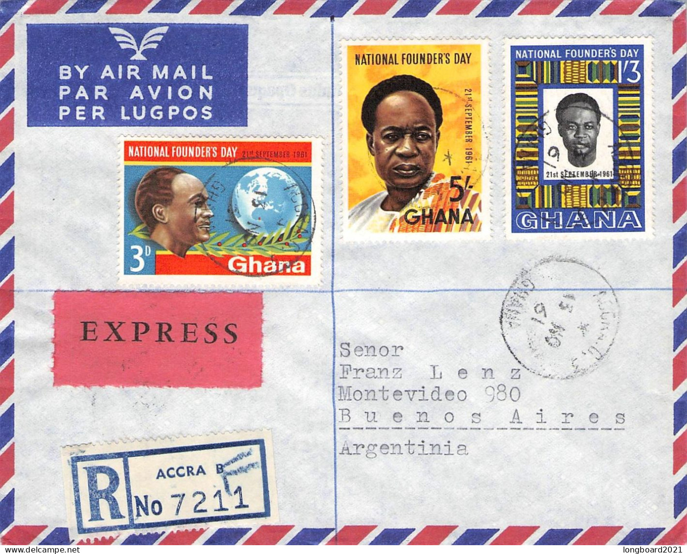 GHANA - EXPRES 1961 AIRMAIL - BUENOS AIRES / 4630 - Ghana (1957-...)