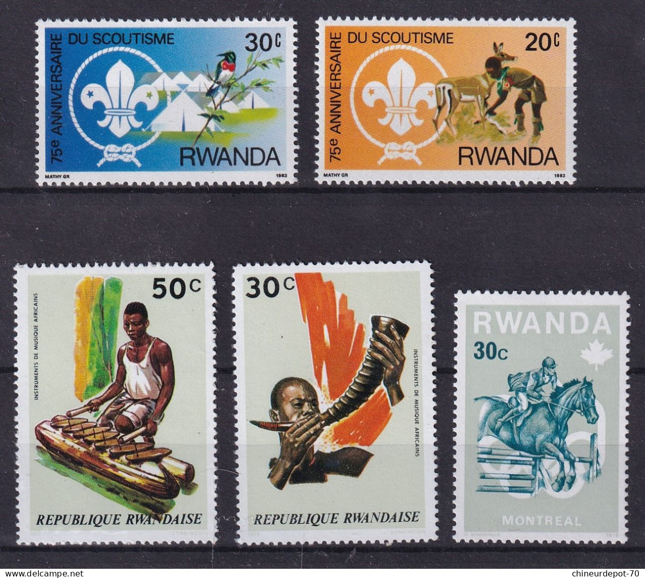 lot de timbres rwanda rwandaise neufs sans charnière ** voir 45 photos **