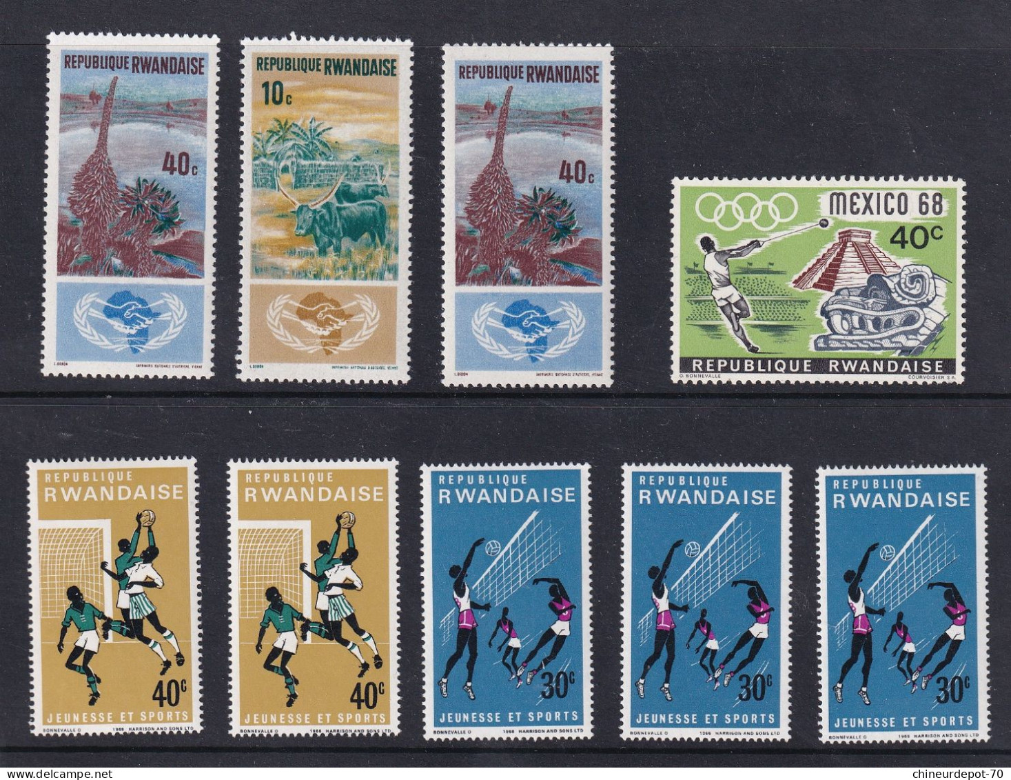 lot de timbres rwanda rwandaise neufs sans charnière ** voir 45 photos **