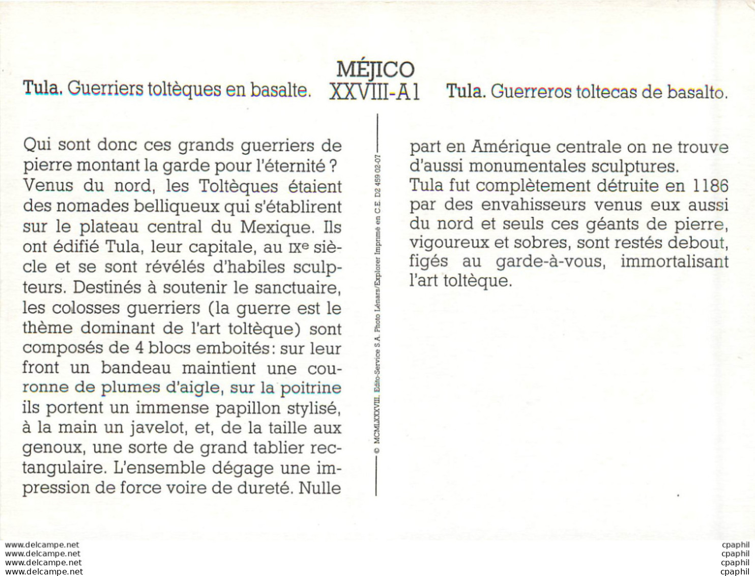 CPM Mexico Tula Guerriers Tolteques En Basalte - Otros & Sin Clasificación