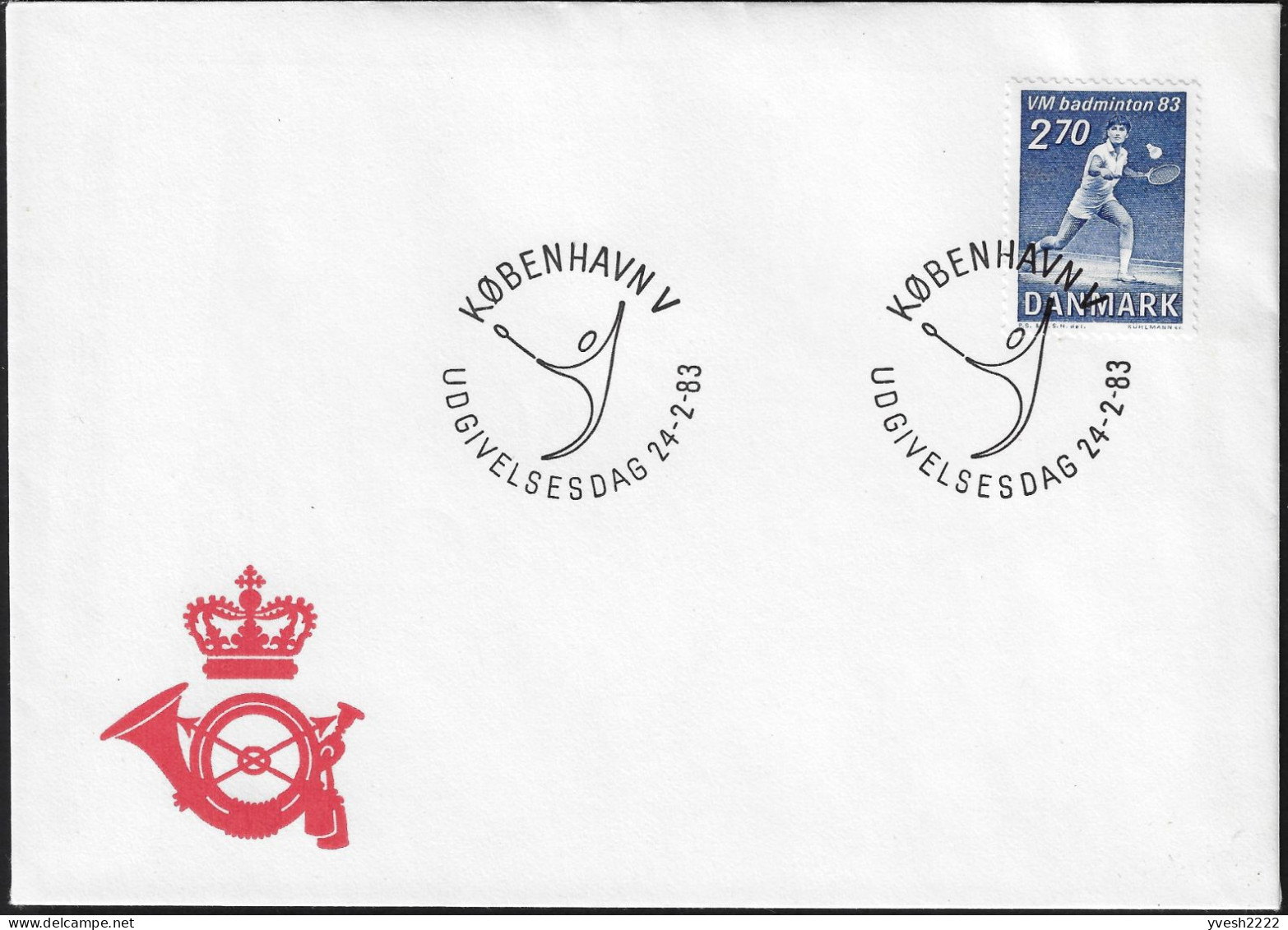 Danemark 1983 Y&T 772 Sur FDC. Championnats Du Monde De Badminton - Bádminton