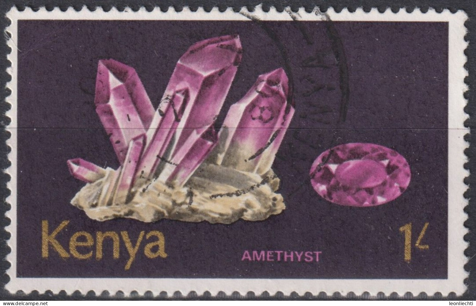 1977 Kenia ° Mi:KE 103, Sn:KE 105, Yt:KE 102, Amethyst, Mineralien - Kenya (1963-...)