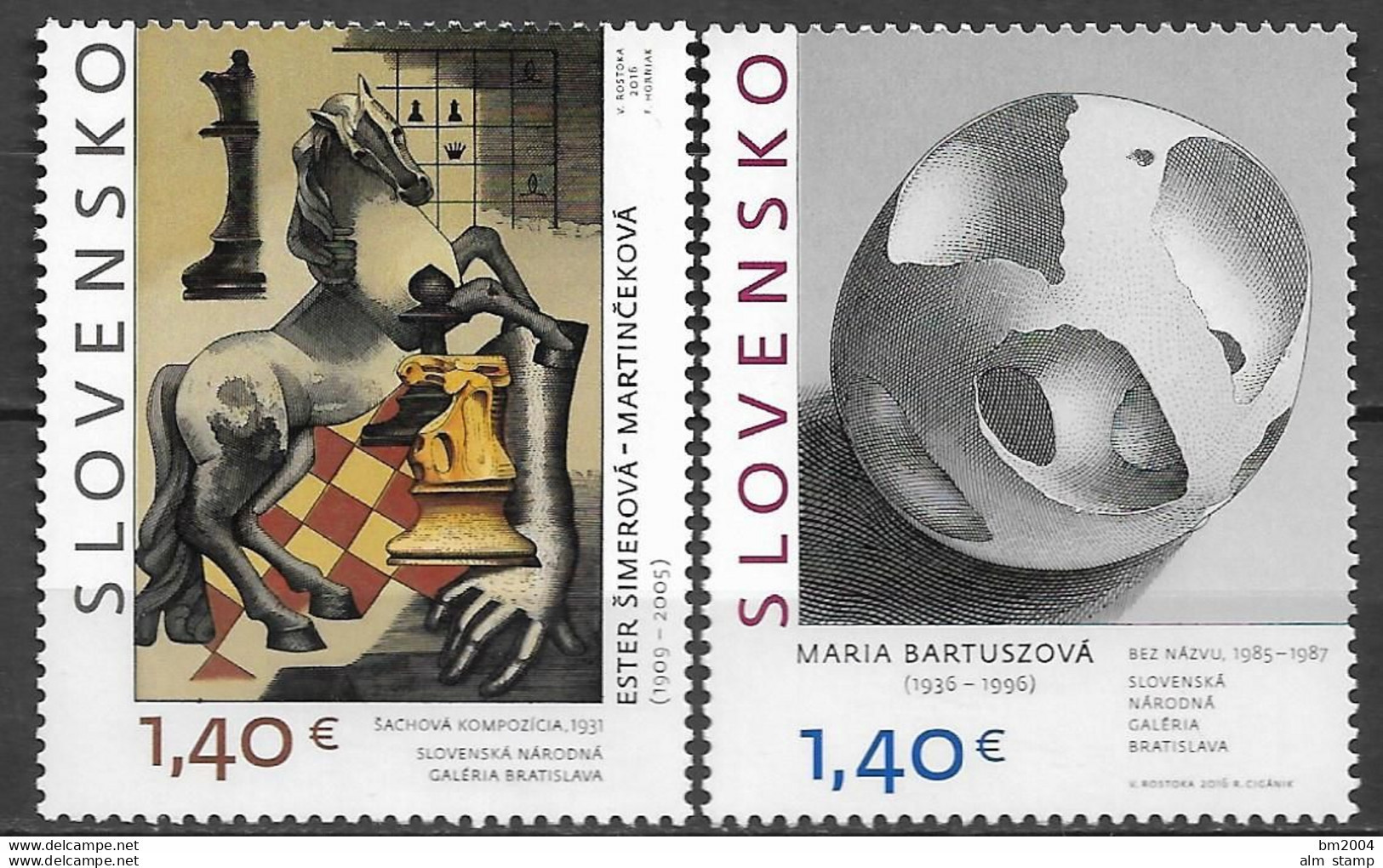 2016 Slowakei Mi. 801-2**MNH    Kunstwerke. - Unused Stamps