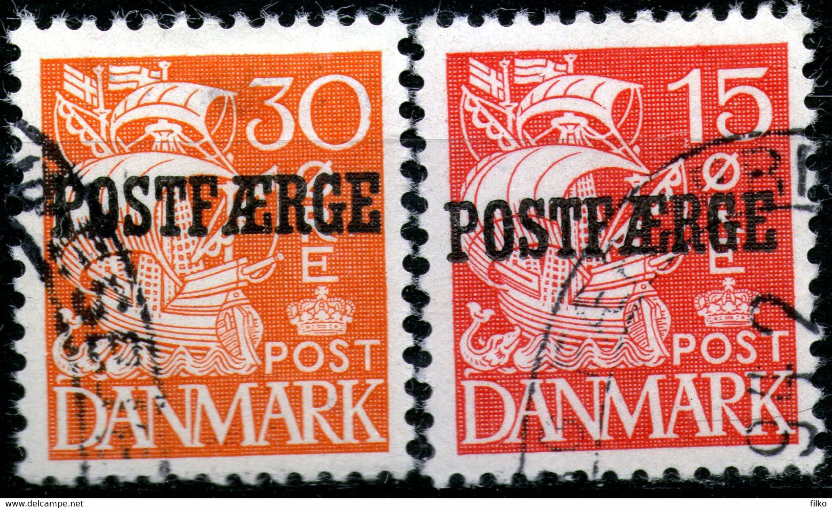 Denmark,1936/1942, 15+30 Ore,ferry Cancellation,as Scan - Paquetes Postales