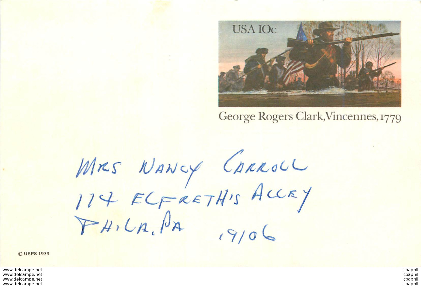 Entier Postal Stationary Etats-Unis  George Rogers Clark Vincennes 1779 To Philadelphia - 1961-80