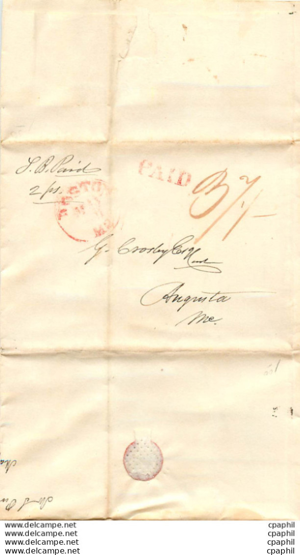 Lettre Cover Etats-Unis Boston 1836 - …-1845 Préphilatélie