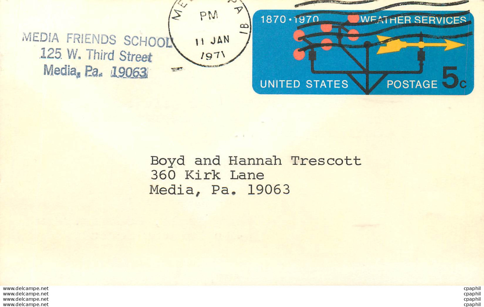 Lettre Cover Etats-Unis Stationary 5c 1971 Media - Storia Postale