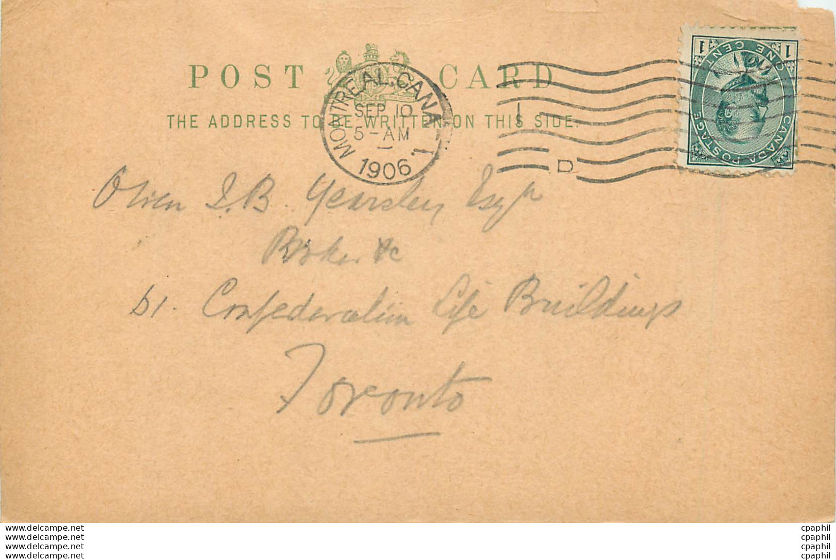 Entier Postal Stationary 1c Montreal For Toronto 1906 - Briefe U. Dokumente