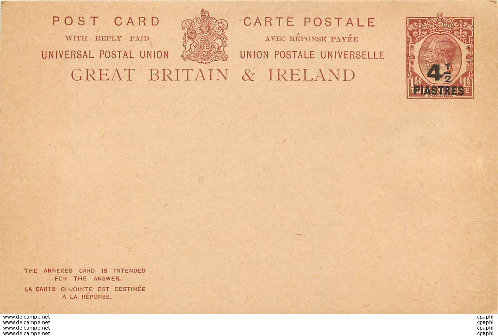 Entier Postal Postal Stationary Grande Bretagne Great Britain  Levant 4 1/2p - Britisch-Levant