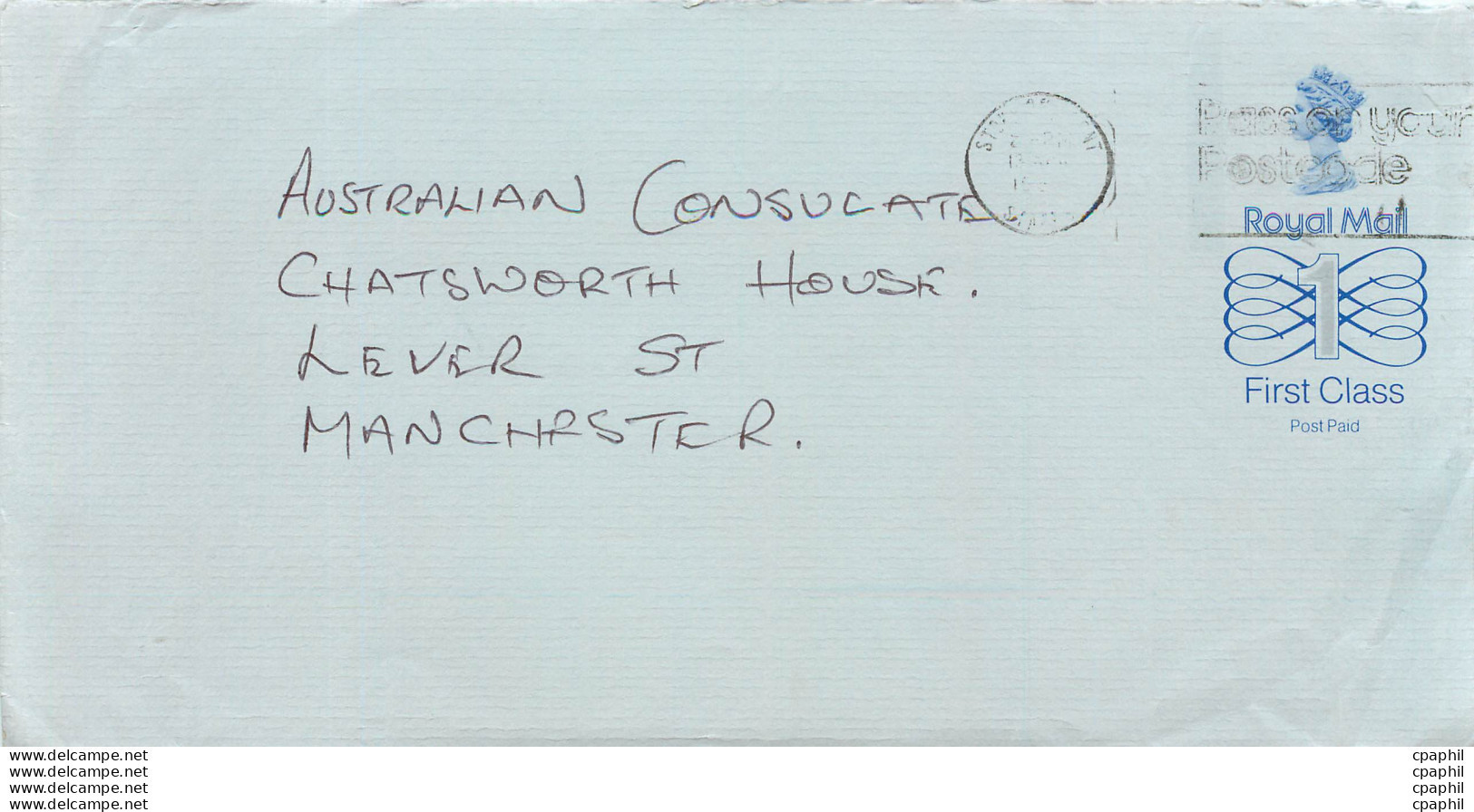 Entier Postal Stationary Great Britain Machin Australian Consulate Manchester - Storia Postale